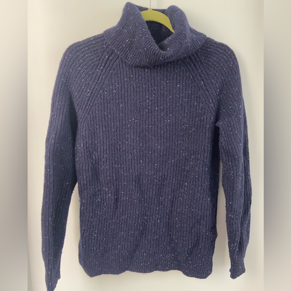 J. Crew Mercantile Blue Marled Lambs WoolBlend Turtleneck Sweater